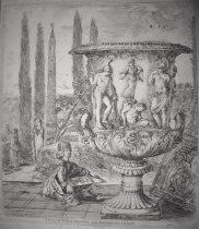 DELLA BELLA, Stefano. Romae, " In Hortis Medicaeis, Vas Marmoreum Eximium". Year 1656