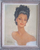 JEAN G. DOMERGUE - Mademoiselle avec cheveux brune, first half 20th century;