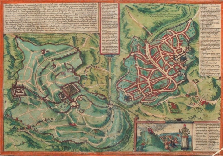 Braun & Hogenberg, Map of Jerusalem and the Temple, Year 1572