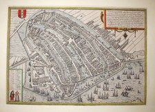 G. Braun & F. Hogenberg: MAP OF AMSTERDAM - Amstelredamum Nobile Inferioris Germaniae Oppidum, Year 1580
