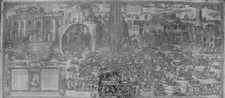 Bonifacio, Natale and Giovanni Guerra: The erection of the obelisk south from St. Peter's – Plate 1, Year 1586.