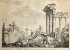 Johann Sebastian Müller (After Giovanni Paolo Panini): Roman Ruins with the Temple of Peace and Constantine’s Column, year 1753