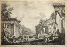 Johann Sebastian Müller (After Giovanni Paolo Panini): Roman Ruins with the Temple of Minerva and Statue of Hercules, year 1753