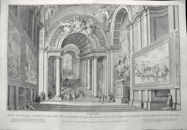 Panini, Francesco: View of the stairs in the Vatican Palace. Year 1765