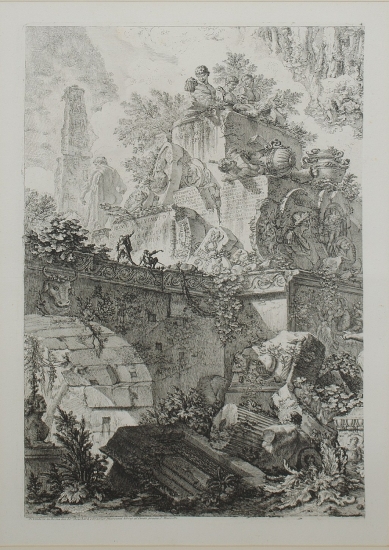 Piranesi, Giovanni: ALLEGORY OF RUINS WITH STATUE OF MINERVA, Year 1748