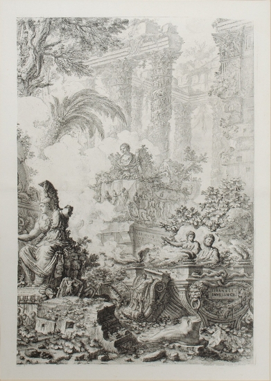 Piranesi, Giovanni: ALLEGORY OF RUINS WITH STATUE OF MINERVA, Year 1748