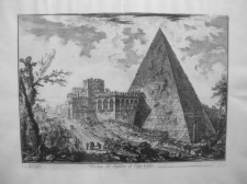 Piranesi, Giovanni: THE PYRAMID OF CAIUS CESTIUS WITH THE PORTA S. PAOLO, Year 1755