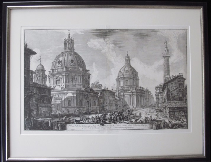 Piranesi, Giovanni: TWO CHURCHES NEAR TRAJAN'S COLUMN, Year 1762.