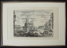 Piranesi, Giovanni: PIAZZA DEL QUIRINALE, WITH THE STATUES OF THE HORSES IN SIDE VIEW, Year 1750.