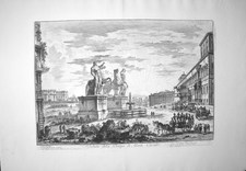 Piranesi, Giovanni: PIAZZA DEL QUIRINALE, WITH THE STATUES OF THE HORSES IN SIDE VIEW, Year 1750.