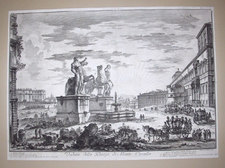 Piranesi, Giovanni: PIAZZA DEL QUIRINALE, WITH THE STATUES OF THE HORSES IN SIDE VIEW, Year 1750.