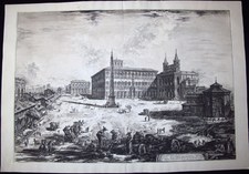 Piranesi, Giovanni: THE PIAZZA AND BASILICA OF S. GIOVANNI IN LATERANO WITH THE OBELISK, Year 1775.