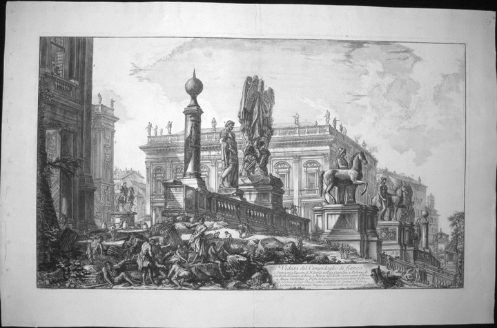 Piranesi, Giovanni: THE CAPITOL, SEEN FROM THE SIDE OF THE CENTRAL STEPS, Year 1757
