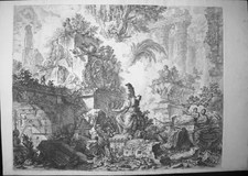Piranesi, Giovanni: FANTASY OF RUINS WITH STATUE OF MINERVA, Year 1748