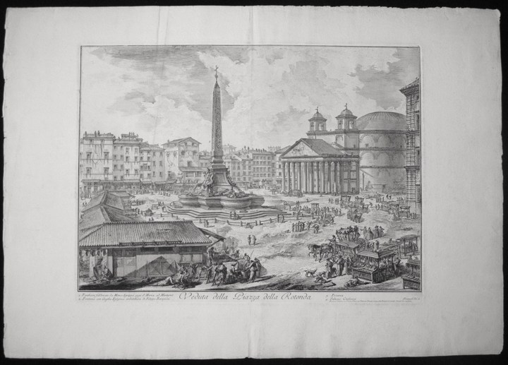 Piranesi, Giovanni: PIAZZA DELLA ROTONDA, WITH PANTHEON AND OBELISK, Year 1751.