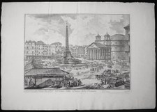 Piranesi, Giovanni: PIAZZA DELLA ROTONDA, WITH PANTHEON AND OBELISK, Year 1751.