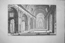 Piranesi, Giovanni: ST. PETER'S INTERIOR WITH THE NAVE, Year 1748.