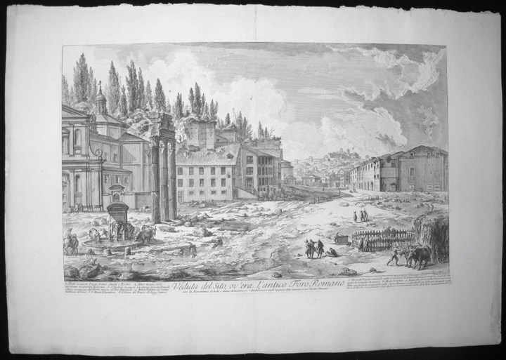 Piranesi, Giovanni: THE FORUM ROMANUM, WITH THE TEMPLE OF CASTOR AND POLLUX, Year 1756.