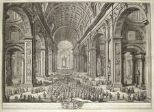 Vasi, Giuseppe:  L'Interno della Basilica Vaticana colla rappresentanza dell' Ordine, Year 1775;