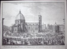 Zocchi, Giuseppe: View of the Duomo in Florence with the procession of the Corpus Domini, Year 1754